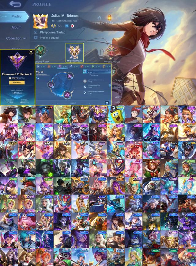 109 Stars • Full Emblems • AOT Mikasa Fanny • Martis Levi • Prime Granger • Lucky Box Saber • Cyclops Sponge