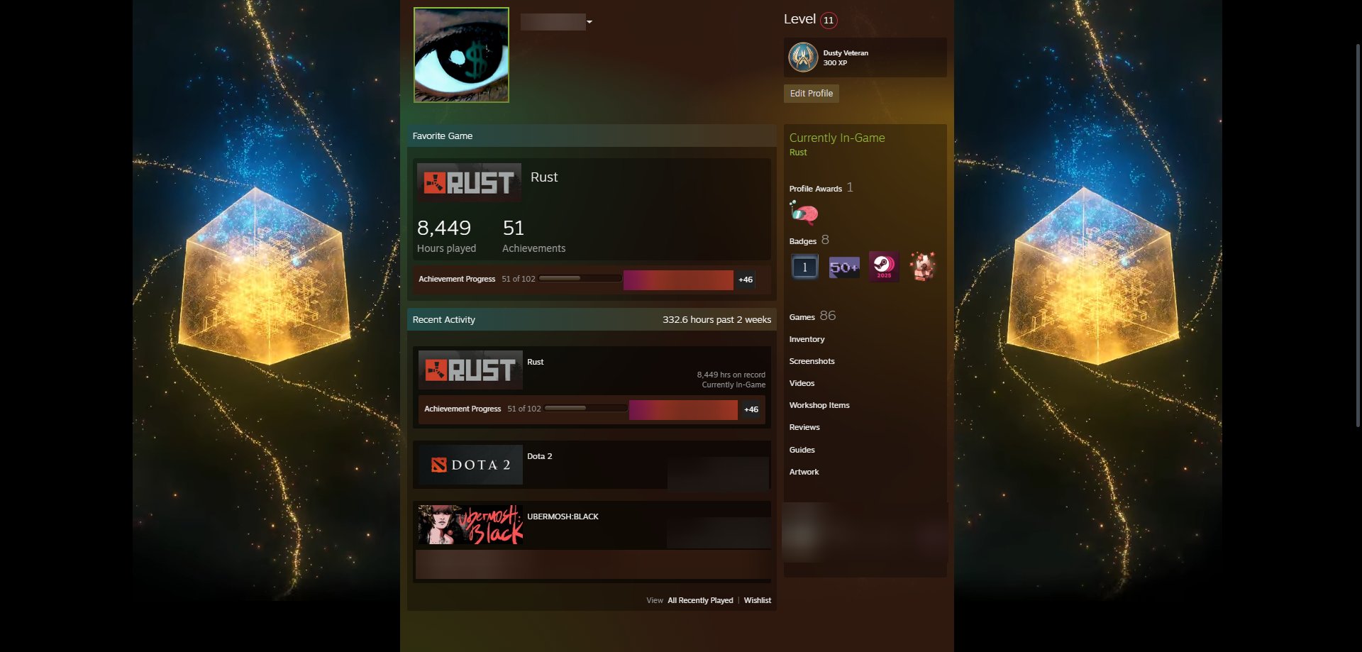 8500 hrs Rust account • 121 Drops skins • 38-51 round Drops • Level 11 • Outlook email