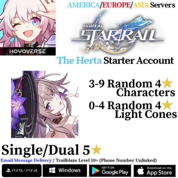 The Herta • Bronya • Random Permanent 5 • Luocha • Ruan Mei, Server: Asia