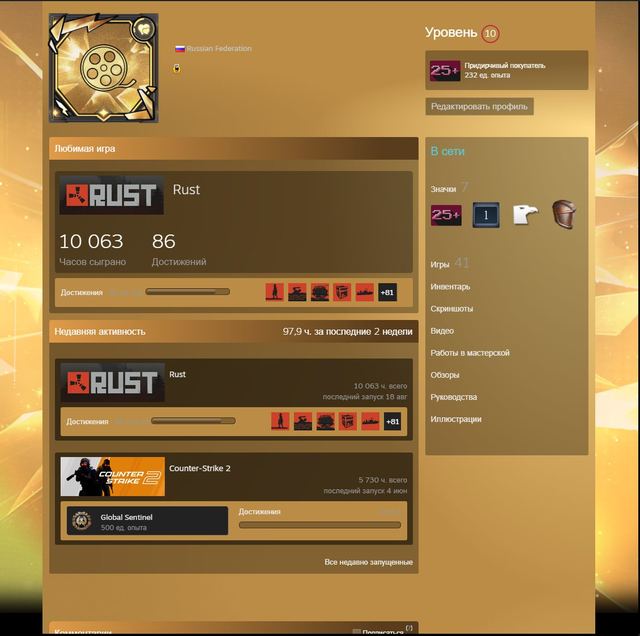 10 000+ hours • 10 lvl Steam • 39 skins • 48–50 Twitch rounds • 3 Kick rounds