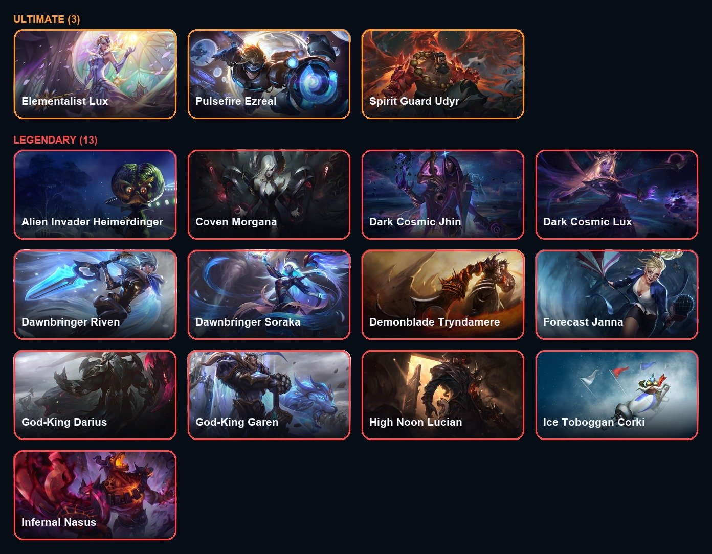 Elementalist Lux • K/DA All Out Seraphine • Pulsefire Ezreal • Spirit Guard Udyr, Server: EU Nordic & East