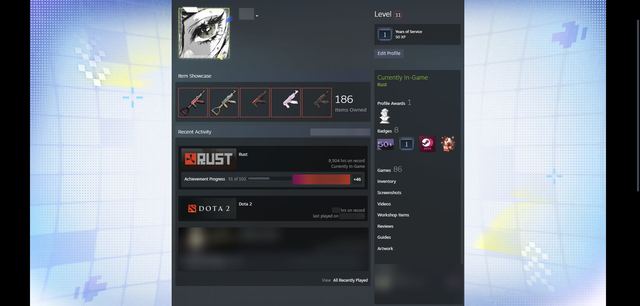  • 8500+ hrs • 143 old Twitch Drops (39-52 rounds) • Kick Drops 1-3 • Level 11 • 264 store points