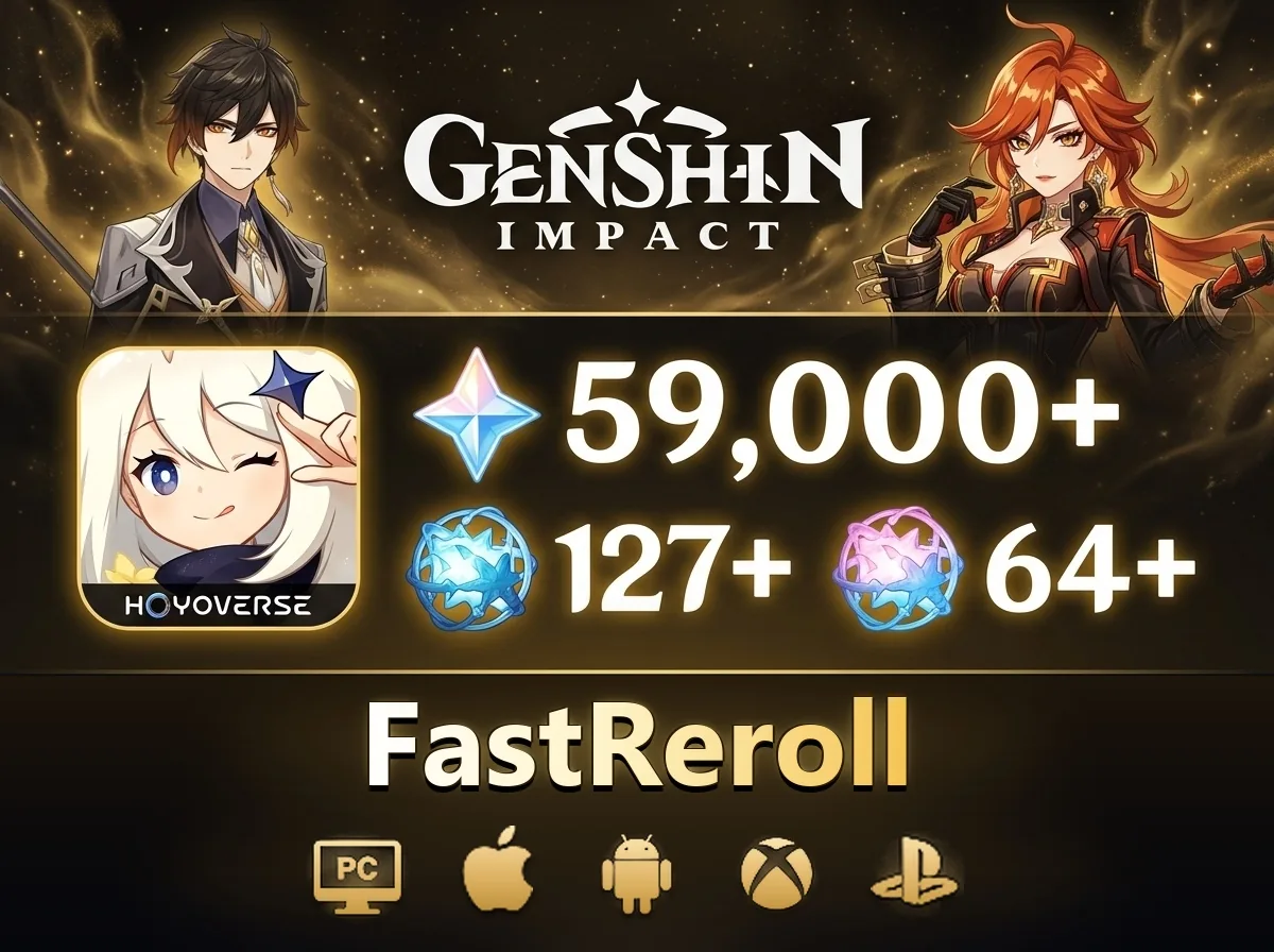 Genshin Reroll Account with Primogems [Europe]